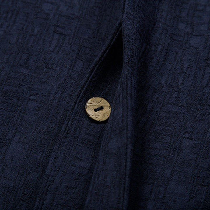 Chaqueta de lino y algodón con traje chino de color liso con Buddha Stones para hombre - image 22