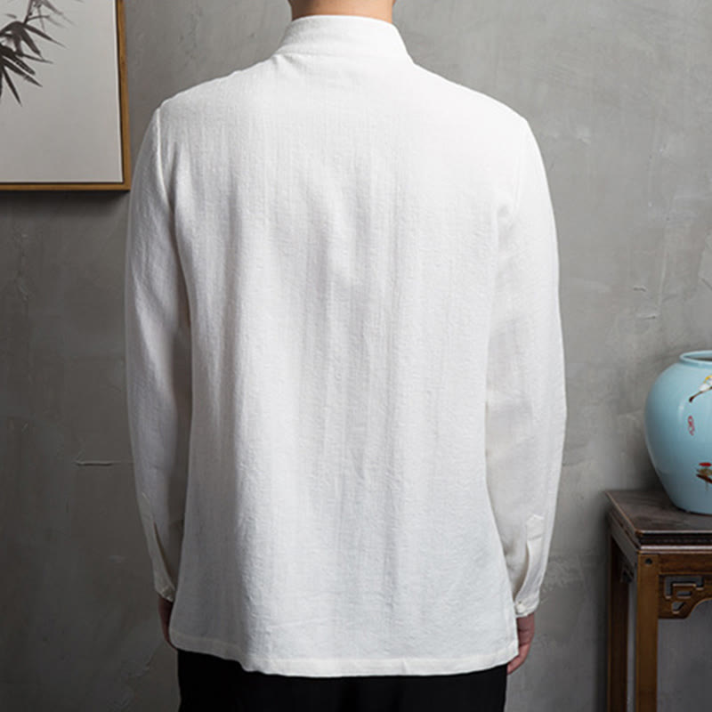 Chaqueta de traje chino Tang de color liso con Buddha Stones para hombre - image 6