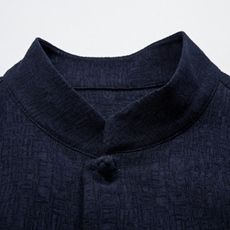 Chaqueta de lino y algodón con traje chino de color liso con Buddha Stones para hombre - image 18