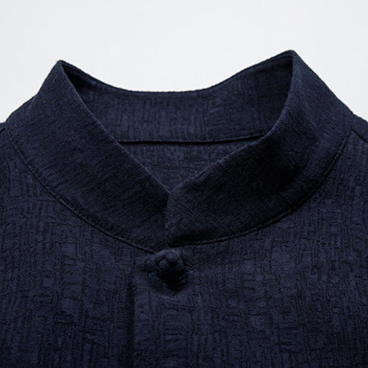 Chaqueta de lino y algodón con traje chino de color liso con Buddha Stones para hombre - image 18