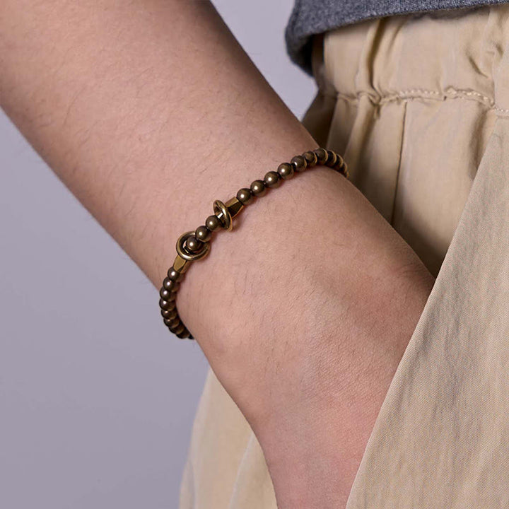 Pulsera de pareja con diseño de cuentas de cobre y latón para el cuidado personal y la riqueza de Buddha Stones - image 6
