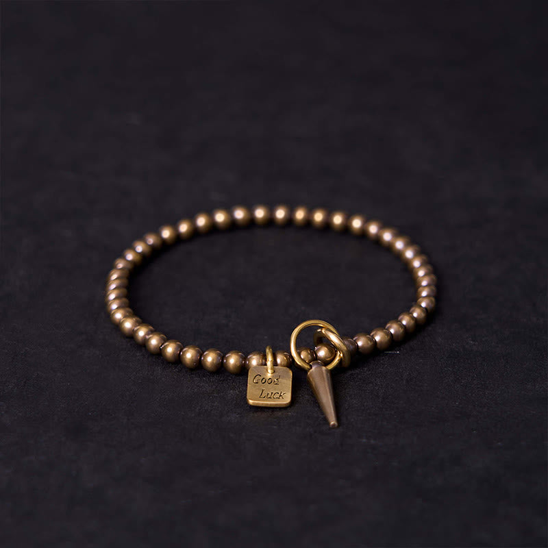 Pulsera de equilibrio de la fortuna con cuentas de latón y cobre vintage de Buddha Stones - 19-20 cm - image 1