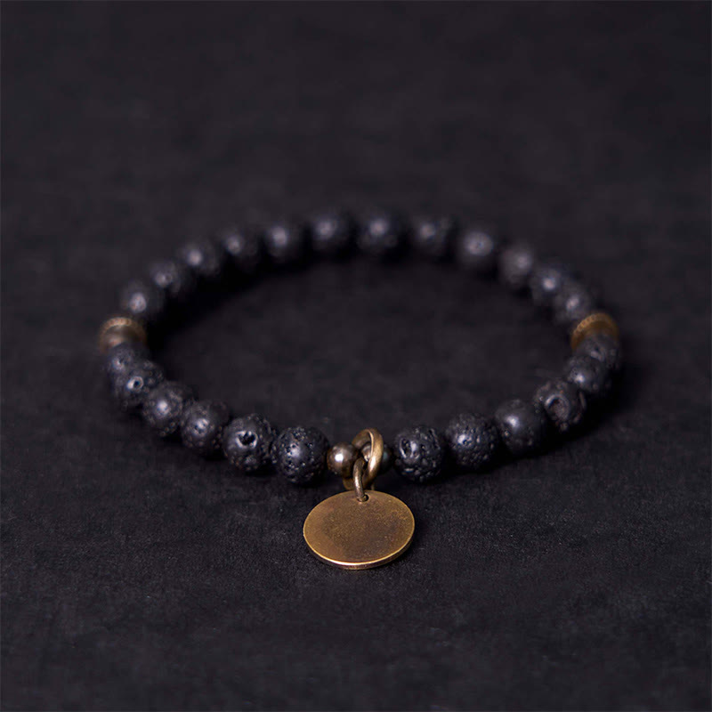 Pulsera de piedra de lava natural con Buddha Stones que proporciona apoyo y calma - 20-21 cm - image 1