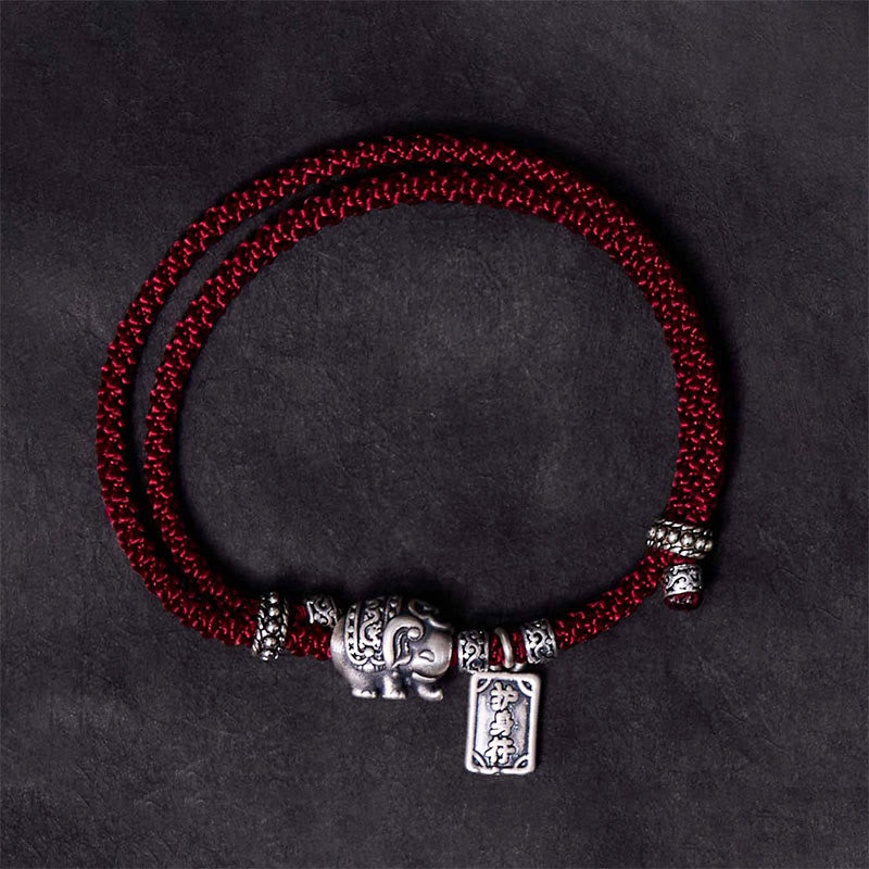 Pulsera de fuerza con amuleto de elefante de plata de ley 925 con Buddha Stones y símbolo de seguridad y bienestar
