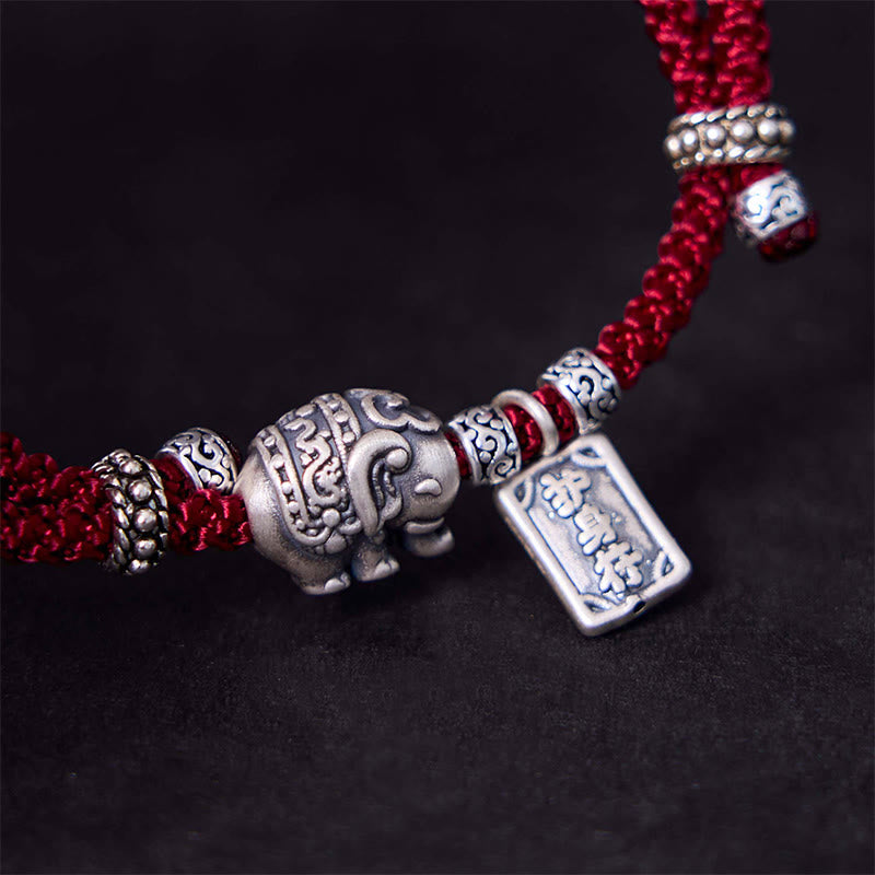 Pulsera de fuerza con amuleto de elefante de plata de ley 925 con Buddha Stones y símbolo de seguridad y bienestar