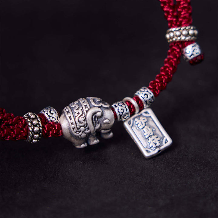 Pulsera de fuerza con amuleto de elefante de plata de ley 925 con Buddha Stones y símbolo de seguridad y bienestar