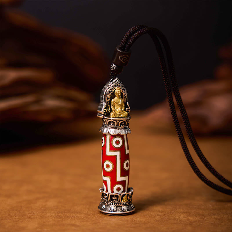 Collar con colgante de protección de cuentas Dzi de nueve ojos de Buddha Stones