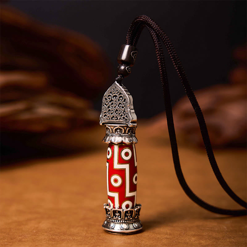 Collar con colgante de protección de cuentas Dzi de nueve ojos de Buddha Stones