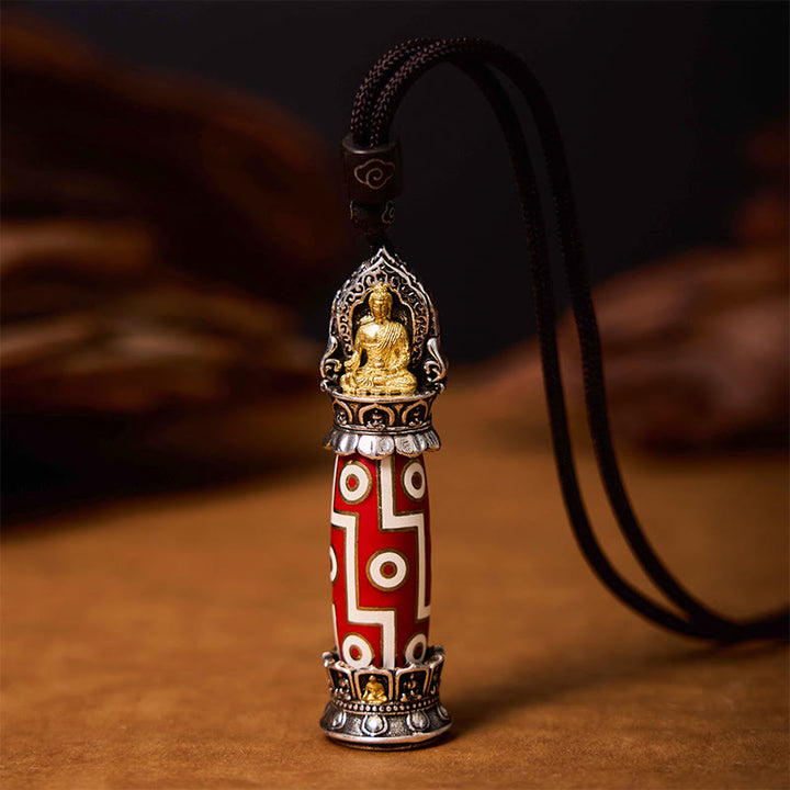 Collar con colgante de protección de cuentas Dzi de nueve ojos de Buddha Stones