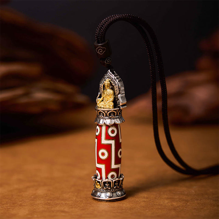 Collar con colgante de protección de cuentas Dzi de nueve ojos de Buddha Stones