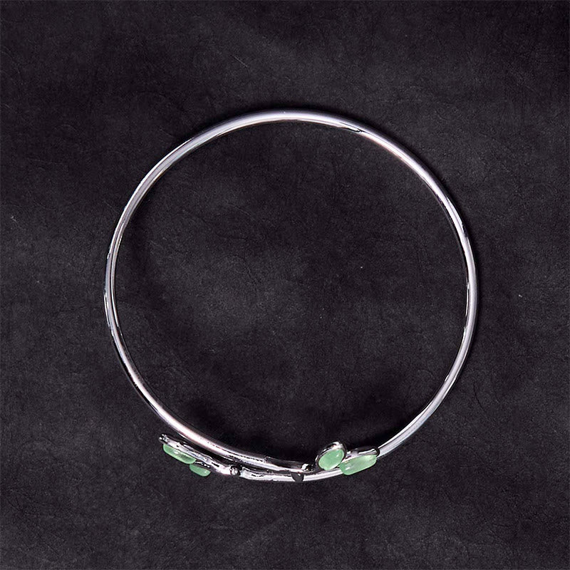 Brazalete con soporte de ojo de gato con diseño de hojas de Buddha Stones