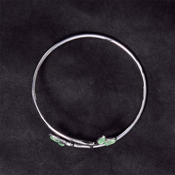 Brazalete con soporte de ojo de gato con diseño de hojas de Buddha Stones