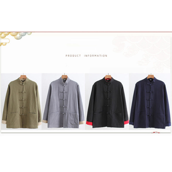 Camisa de manga larga con Buddha Stones Tang, de algodón y lino, para hombre - image 6