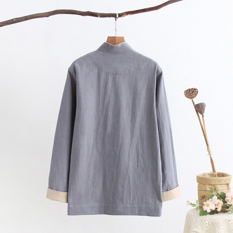 Camisa de manga larga con Buddha Stones Tang, de algodón y lino, para hombre - image 9