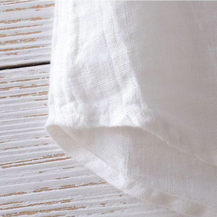 Camisa de lino y algodón con solapa y botones de manga corta para hombre con Buddha Stones - image 14