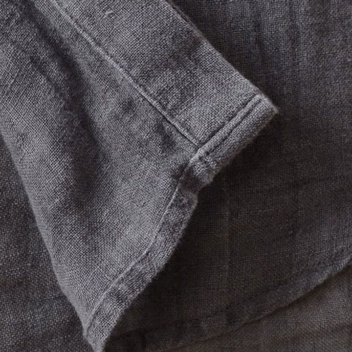 Camisa de lino y algodón con solapa y botones de manga corta para hombre con Buddha Stones - image 8