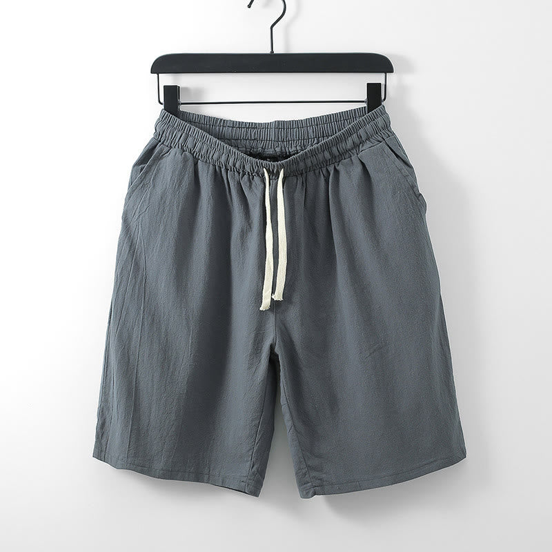 Pantalones cortos rectos de algodón con bolsillos para hombre, de color liso, informales, con Buddha Stones - Gris - US/UK/AU54, EU64 (9XL) - image 0
