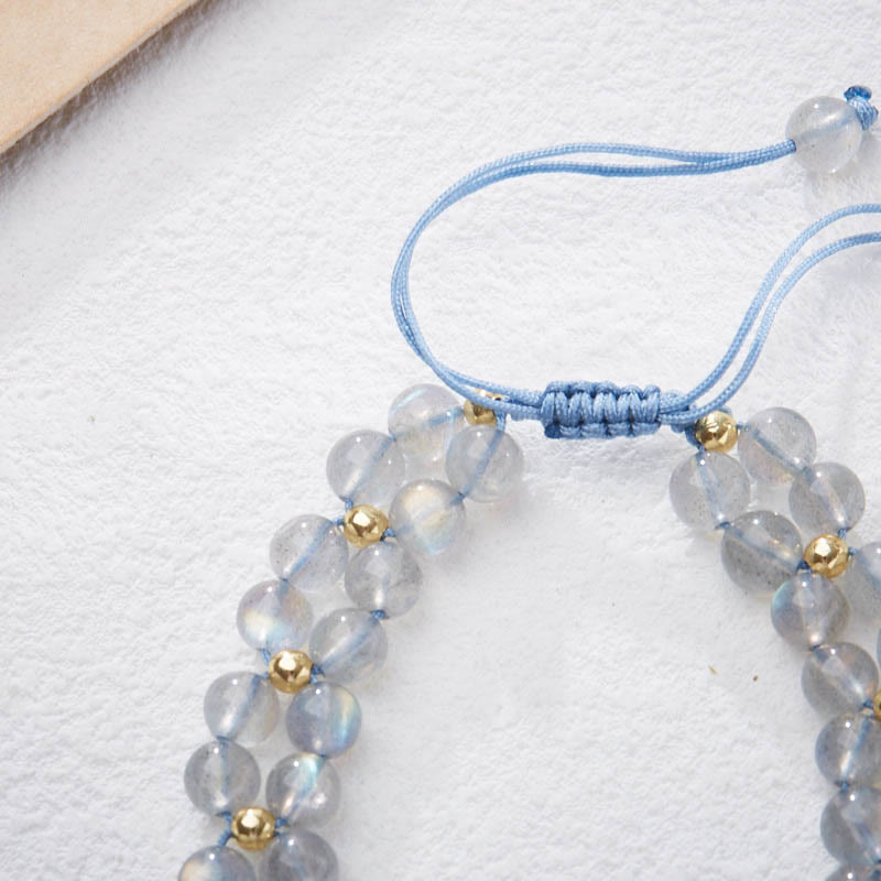 Buddha Stones Pulsera de bambú curativa con mariposas y piedra lunar natural - image 4