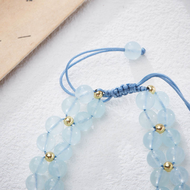 Buddha Stones Pulsera curativa de bambú con mariposa, amatista, aguamarina y piedra lunar natural - image 5