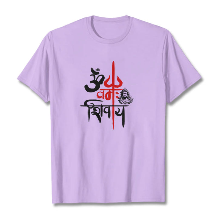 Camiseta de algodón con tridente rojo OM NAMAH SHIVAYA de Buddha Stones - Ciruela - 2XL - image 8
