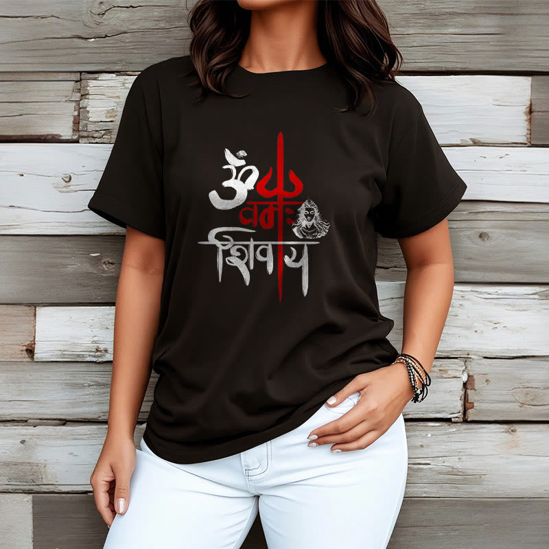 Camiseta de algodón con tridente rojo OM NAMAH SHIVAYA de Buddha Stones - image 2