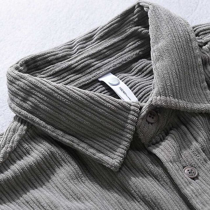 Camisa informal de pana con cuello vuelto y manga larga para hombre de Buddha Stones - image 8