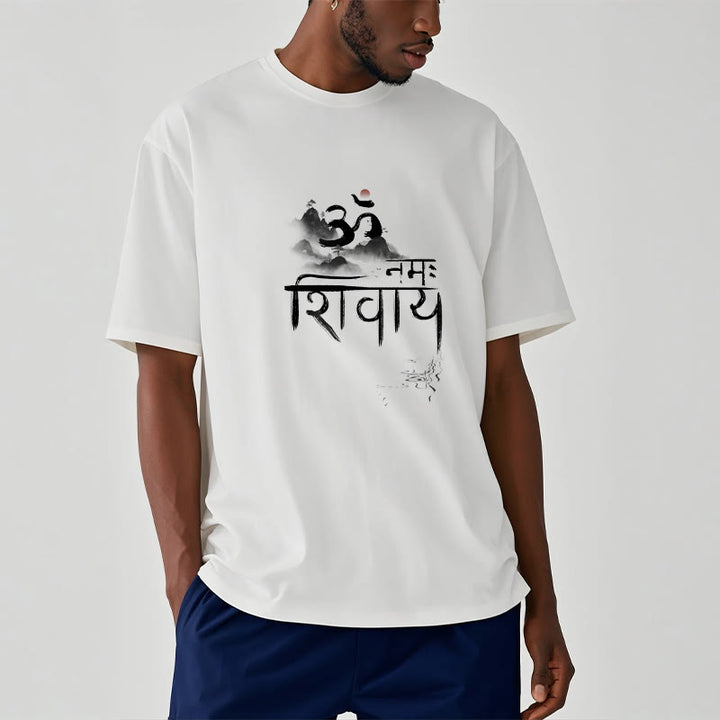 Camiseta de algodón con la frase OM NAMAH SHIVAYA Mountain y Buddha Stones - image 8