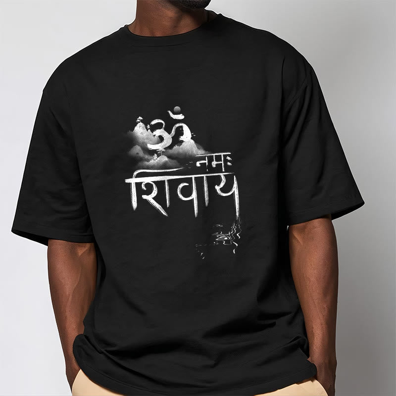 Camiseta de algodón con la frase OM NAMAH SHIVAYA Mountain y Buddha Stones - image 3