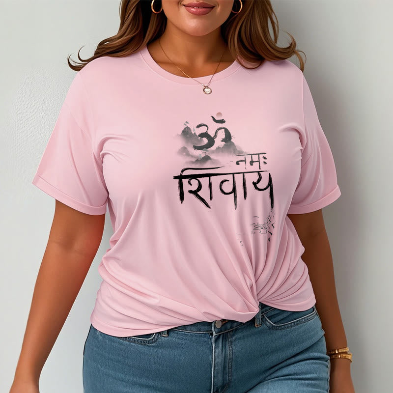 Camiseta de algodón con la frase OM NAMAH SHIVAYA Mountain y Buddha Stones - image 16