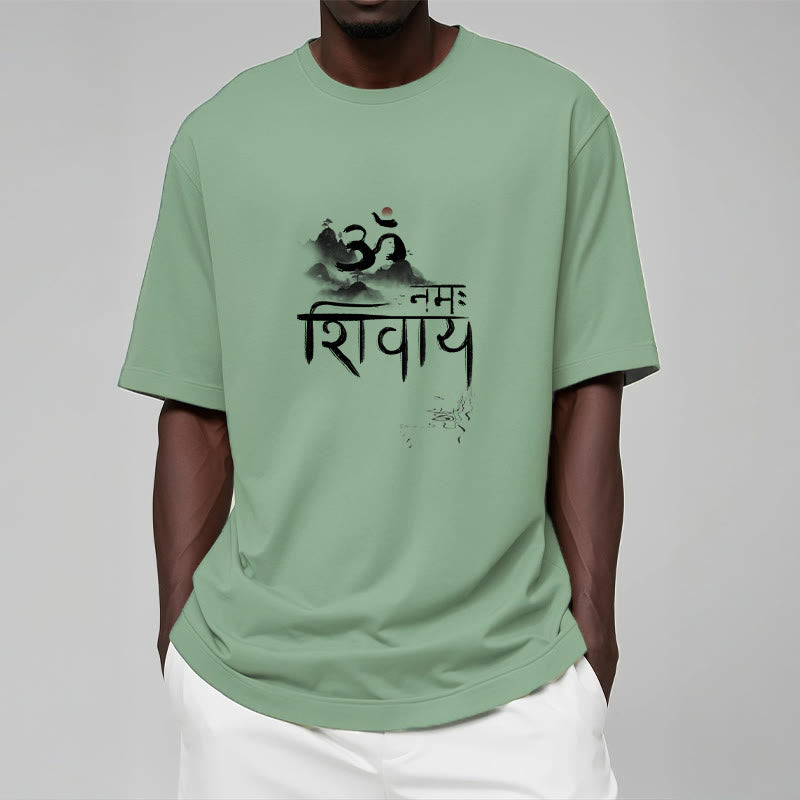 Camiseta de algodón con la frase OM NAMAH SHIVAYA Mountain y Buddha Stones - image 13