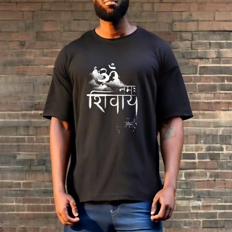 Camiseta de algodón con la frase OM NAMAH SHIVAYA Mountain y Buddha Stones - image 4