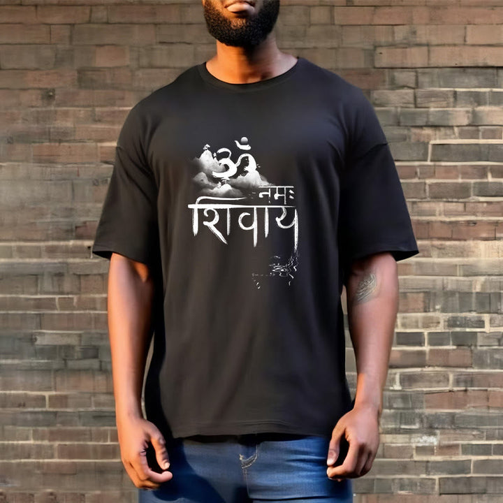 Camiseta de algodón con la frase OM NAMAH SHIVAYA Mountain y Buddha Stones - image 4