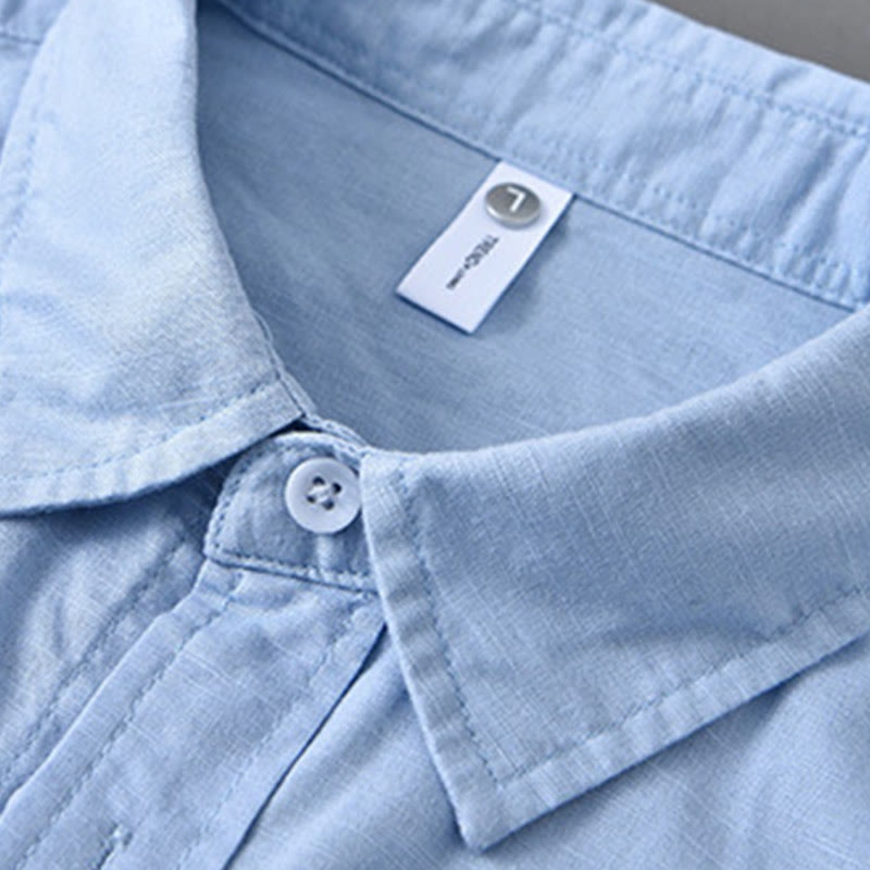 Camisa de manga larga para hombre Buddha Stones con cuello vuelto y bolsillo, color liso, cómoda, de algodón. - image 17