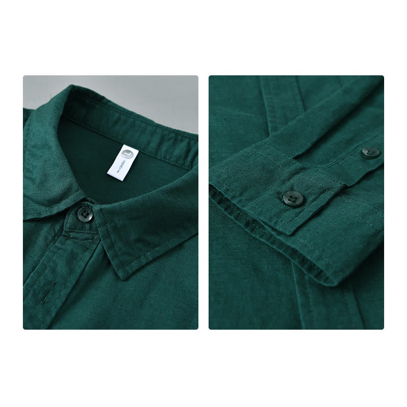 Camisa de manga larga para hombre Buddha Stones con cuello vuelto y bolsillo, color liso, cómoda, de algodón. - image 27