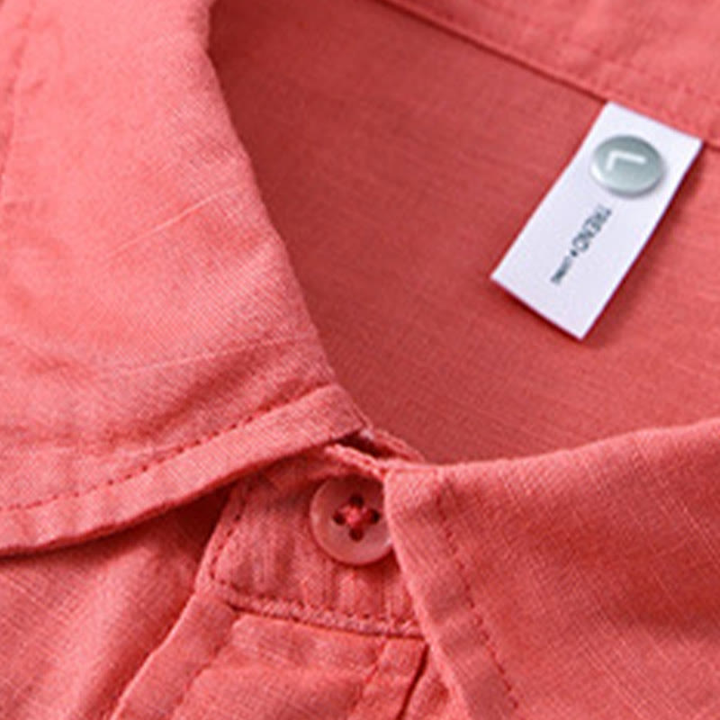 Camisa de manga larga para hombre Buddha Stones con cuello vuelto y bolsillo, color liso, cómoda, de algodón. - image 33