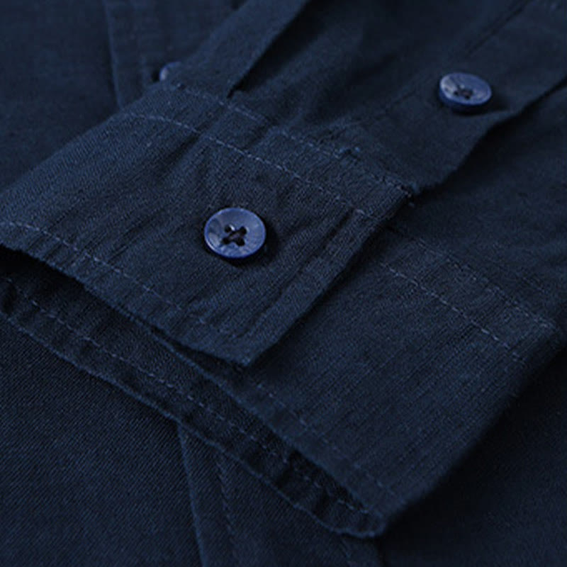 Camisa de manga larga para hombre Buddha Stones con cuello vuelto y bolsillo, color liso, cómoda, de algodón. - image 38