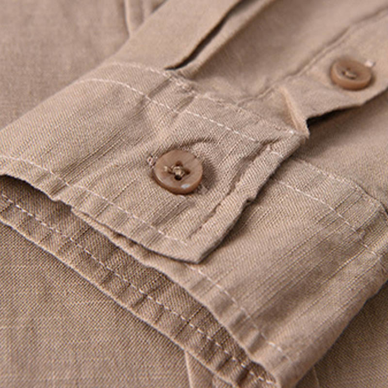 Camisa de manga larga para hombre Buddha Stones con cuello vuelto y bolsillo, color liso, cómoda, de algodón. - image 22