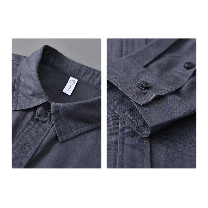 Camisa de manga larga para hombre Buddha Stones con cuello vuelto y bolsillo, color liso, cómoda, de algodón. - image 31