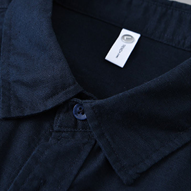 Camisa de manga larga para hombre Buddha Stones con cuello vuelto y bolsillo, color liso, cómoda, de algodón. - image 37
