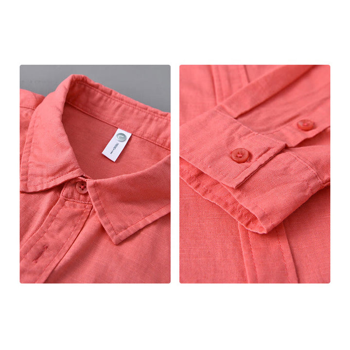 Camisa de manga larga para hombre Buddha Stones con cuello vuelto y bolsillo, color liso, cómoda, de algodón. - image 35