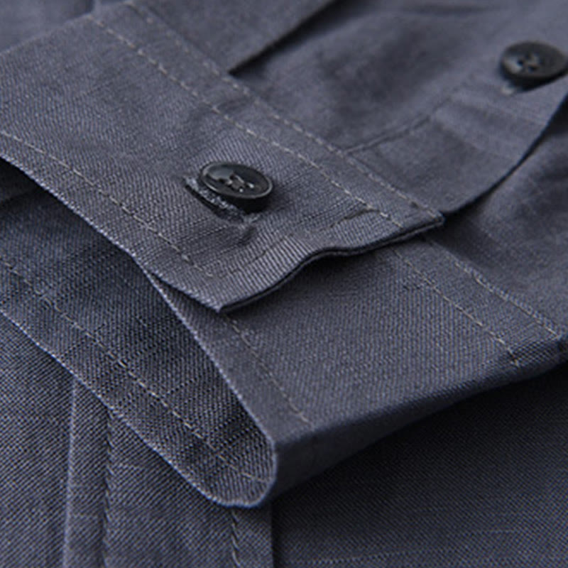 Camisa de manga larga para hombre Buddha Stones con cuello vuelto y bolsillo, color liso, cómoda, de algodón. - image 30