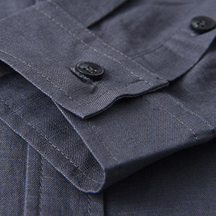Camisa de manga larga para hombre Buddha Stones con cuello vuelto y bolsillo, color liso, cómoda, de algodón. - image 30