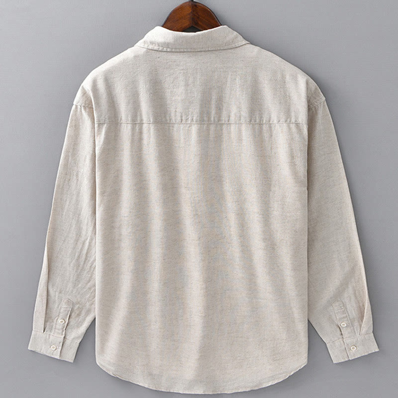 Camisa de manga larga para hombre Buddha Stones con cuello vuelto y bolsillo, color liso, cómoda, de algodón. - image 2