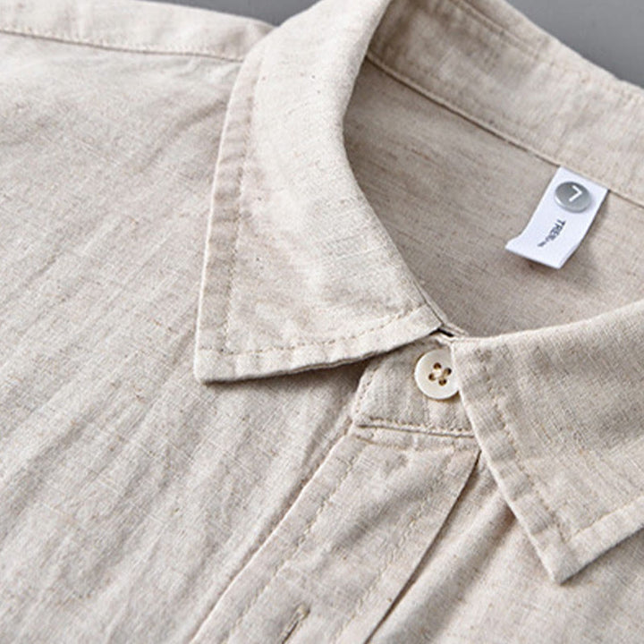 Camisa de manga larga para hombre Buddha Stones con cuello vuelto y bolsillo, color liso, cómoda, de algodón. - image 4