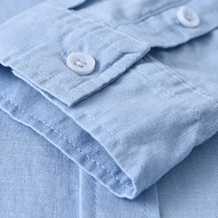 Camisa de manga larga para hombre Buddha Stones con cuello vuelto y bolsillo, color liso, cómoda, de algodón. - image 18
