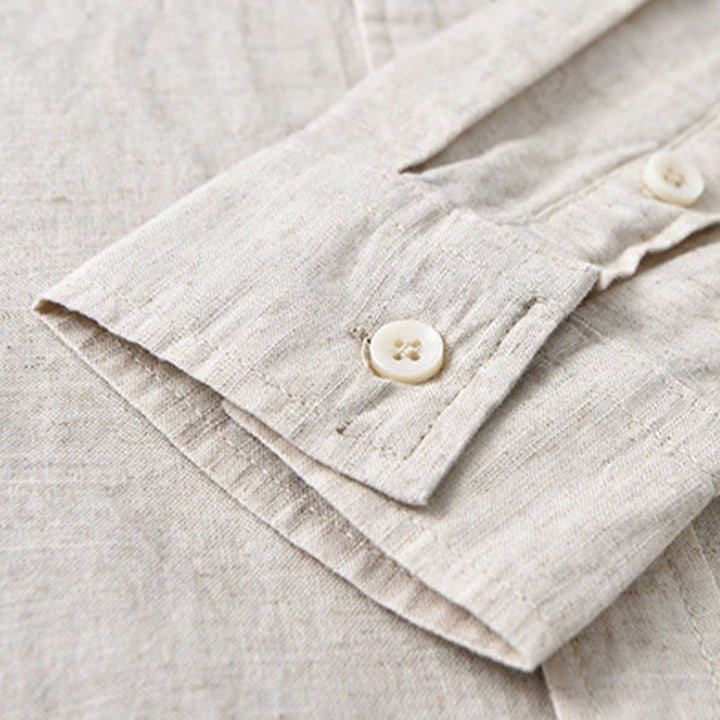 Camisa de manga larga para hombre Buddha Stones con cuello vuelto y bolsillo, color liso, cómoda, de algodón. - image 8