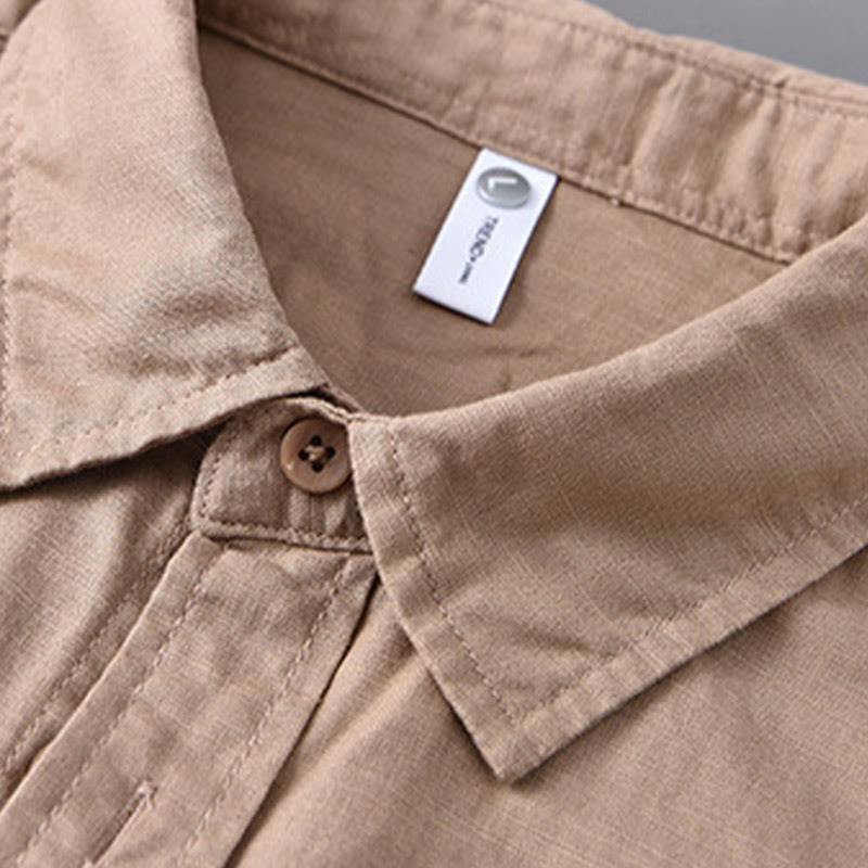 Camisa de manga larga para hombre Buddha Stones con cuello vuelto y bolsillo, color liso, cómoda, de algodón. - image 21