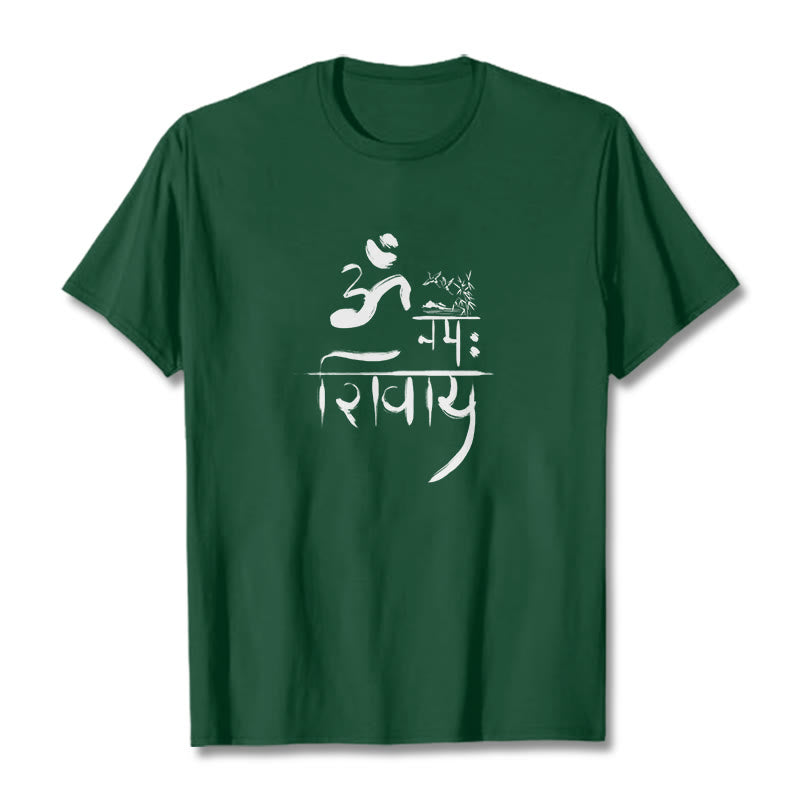 Camiseta de algodón de bambú con diseño de grulla Buddha Stones OM NAMAH SHIVAYA - Verde bosque - 2XL - image 11