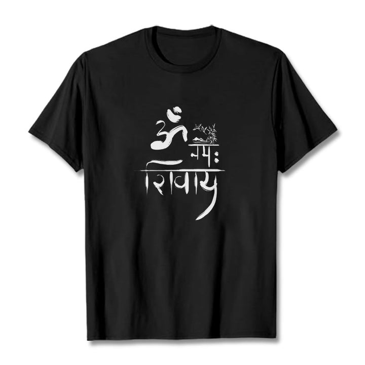 Camiseta de algodón de bambú con diseño de grulla Buddha Stones OM NAMAH SHIVAYA - Negro - 2XL - image 5