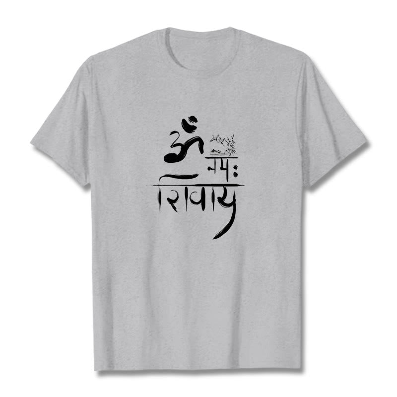 Camiseta de algodón de bambú con diseño de grulla Buddha Stones OM NAMAH SHIVAYA - Gris claro - 2XL - image 20